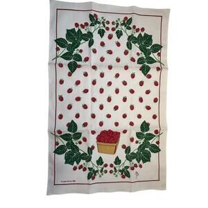 Vintage Strawberry Tea Towel Lillian Vernon Cottage Kitchen